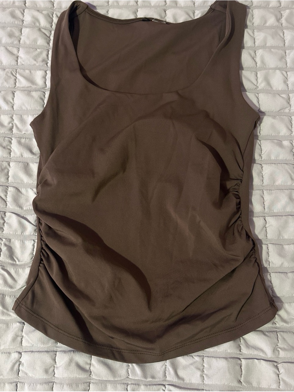 H&M Brown Ruched Scoop Neck Tank Top